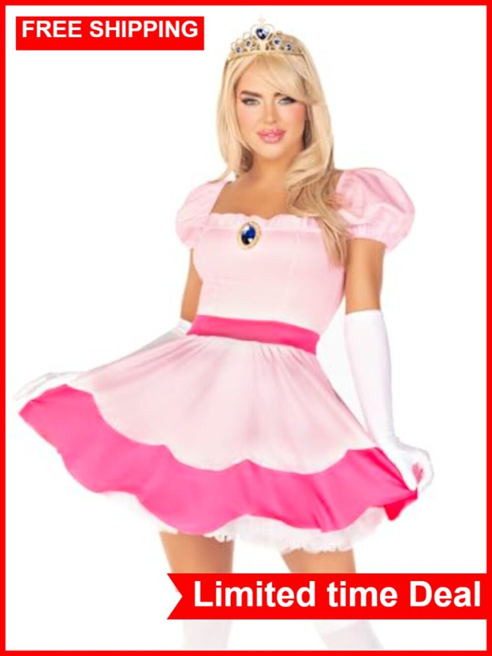 Leg Avenue 3 Piece Princess Costume Set Jeweled Dress Crown Gloves